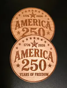 250 Years of Freedom Coaster  Handcrafted Solid Hardwood Coaster  Made by US Veterans
