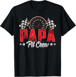 Race Car Birthday Party Racing Family Papa Pit Crew Summer Casual Shortsleeve Cotton T-Shirt