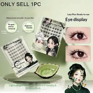 No Glue No Removal Fox Eye False Eyelashes, Chinese Classic Style, Natural Wispy Curly, Dramatic Fluffy Eyelashes For Daily Use