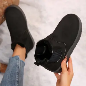 Stylish Plush Mini Snow Boots for Women Warm Winter Fleece Slippers Indoor Outdoor Anti-Skid Shoes