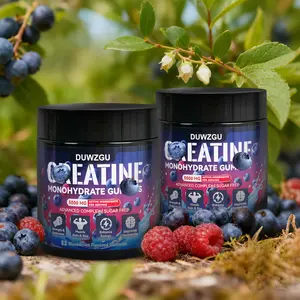 Creatine Monohydrate &Carnitine Gummies 5000 MG Sugar Free Blueberries Flavored for Strength Gain and Faster Recovery