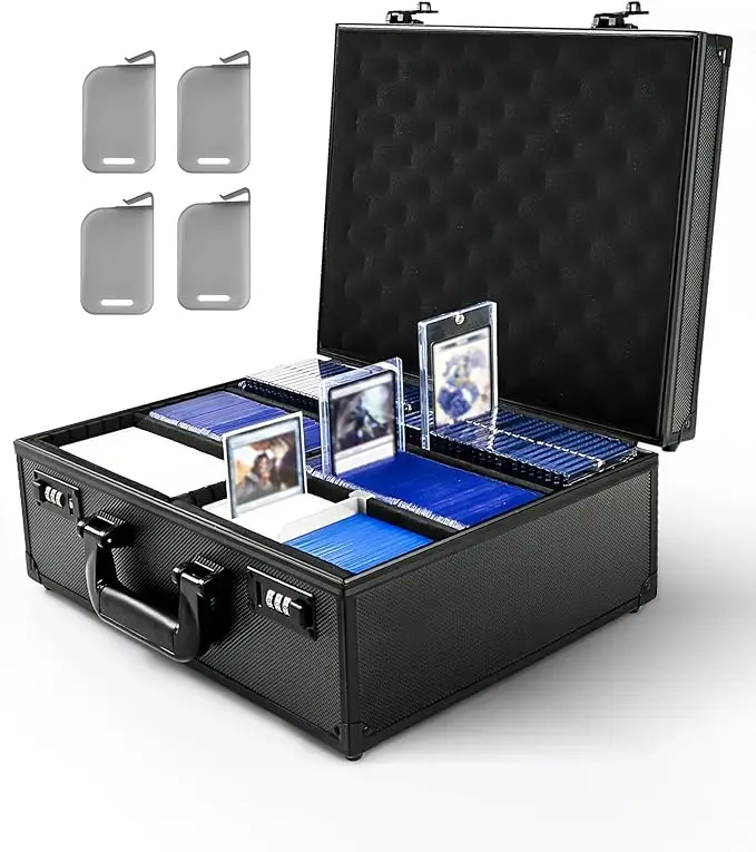 Kabinka Toploader Storage Box for 3" X 4" 35pt Rigid Card, Trading Card Storage Box Toploader with Combination Lock, Top Loader Card Storage Hard Case