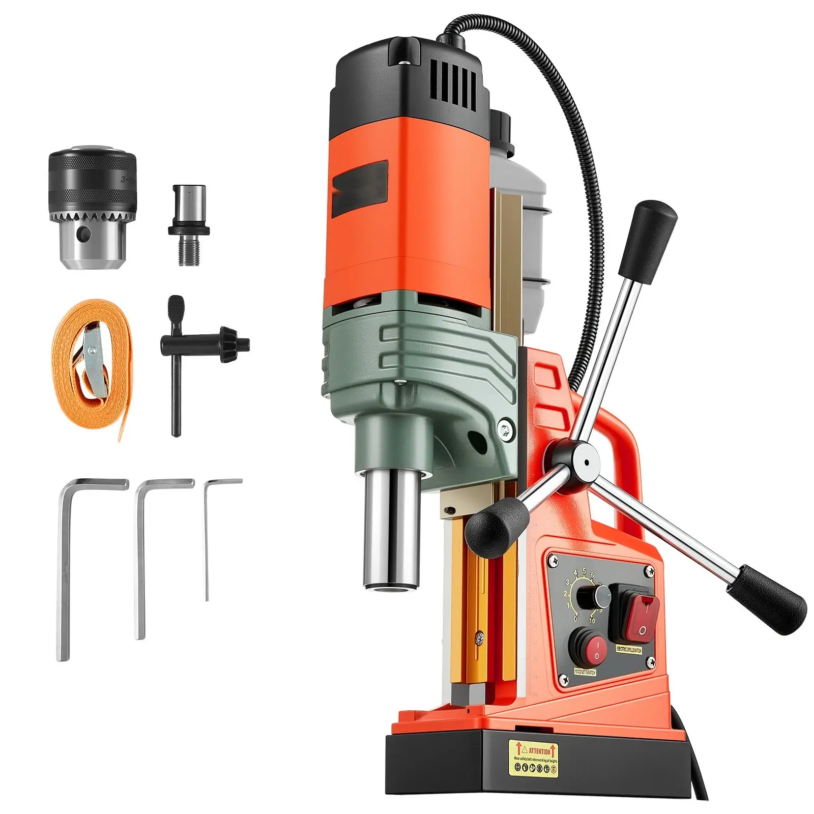 Magnetic Drill Press 1400 W, 2-Inch Boring Capacity, Variable Speed 0-800 RPM, Heavy-Duty Magnetic Base Drill for Metalworking and Construction Projects, Industrial Grade Tool Durable Construction, Safe Operation, Quick Setup