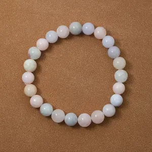 Natural Morganite Bracelet Gemstone Crystal Beads 7.5 Inches Elastic String for Men Women Reiki Yoga Handmade Jewelry 4MM-16MM Beads