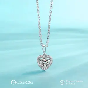 Heart Clarity Moissanite Necklace S925 0.3/ 0.5 CT  - Round Cut - Lore Jewelry