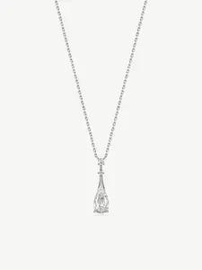 0.5-1 Carat Pear Cut Solitaire Lab-Grown Diamond Pendant Necklace in Platinum 950 Promise Anniversary Birthday Gifts for Women