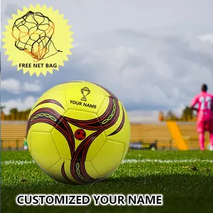 Size 5 Soccer Ball with Custom Name/Text & Free Net Bag - Futsal, Beach & Indoor/Outdoor Training Ball Suitable for Team Training, Matches, for League Competitions - Add Up to 6 Names/Text Entries (Cost Effective Team Balls)