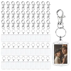 30Pcs Acrylic Photo Frame Keyring And 30Pcs Keychains ,2.16 x 1.5 Inch/5.5 x 4 cm Personalized Keychains,Clear Picture Keychain as Gift,Suit for Artwork - Home Improvement.