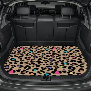 1pc Colorful Leopard Print Car Trunk Mat - Durable Floor Liner, Safe and Practical, Ideal for Daily Travel, Lifting, and Secure Cargo Storage, Car Trunk Liner, Vehicle Interior Accessory