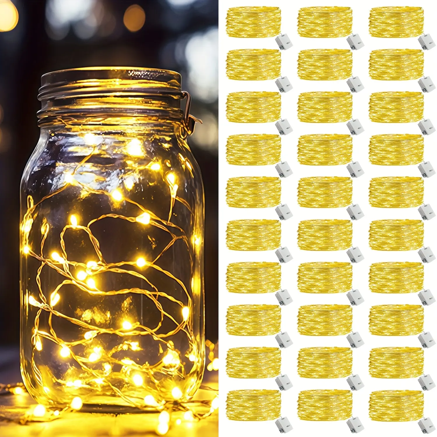 Ledoor 30/12/6pcs Battery Powered Fairy Light String, 6.5ft/20 LED Mini String Silvery Wire Firefly Light, Switch Controlled Three Lighting Modes, Suitable for Flowers, Mason Jars, DIY Crafts, Wedding Atmosphere Decoration (including Battery)
