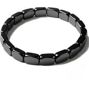 Hematite Bracelet for Men, Natural Stone Beaded Bracelet, Adjustable Stretch Fit Minimalist Grounding Jewelry, Stylish Masculine Accessory Gift