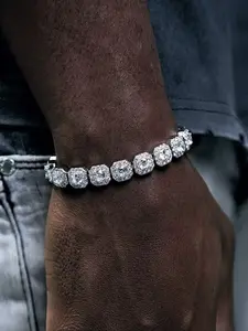 Elegant Square Zirconia Tennis Necklace & Cuban Chain Bracelet Set, Unisex Fashion Jewelry, Perfect Gift for Daily Wear