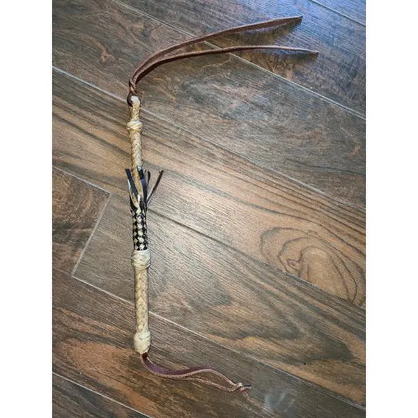 Quirt Hand Braided Burgundy Leather Hard Raw Hide Quirt Whip Horse Tack 16"