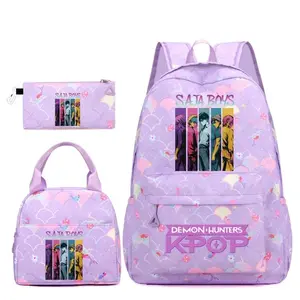2026 New KPop Demon Hunter 3-piece Backpack School Bag Set School Bag Lunch Bag Pencil Bag