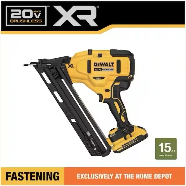 DeWalt 20V MAX XR Lithium-Ion Cordless 2-1/2 in. 15-Gauge Finish Nailer Kit with 2.0Ah Battery, Charger and Contractor Bag