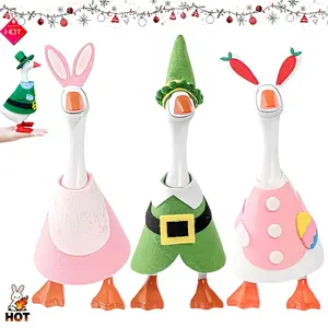 4 PCS 7 Inch Desk Goose Outfits Easter and St & Patrick's Day Desk Goose Costumes Accessories Spring Holiday Decor for Magnetic Desktop Goose Statues Office and Home Table