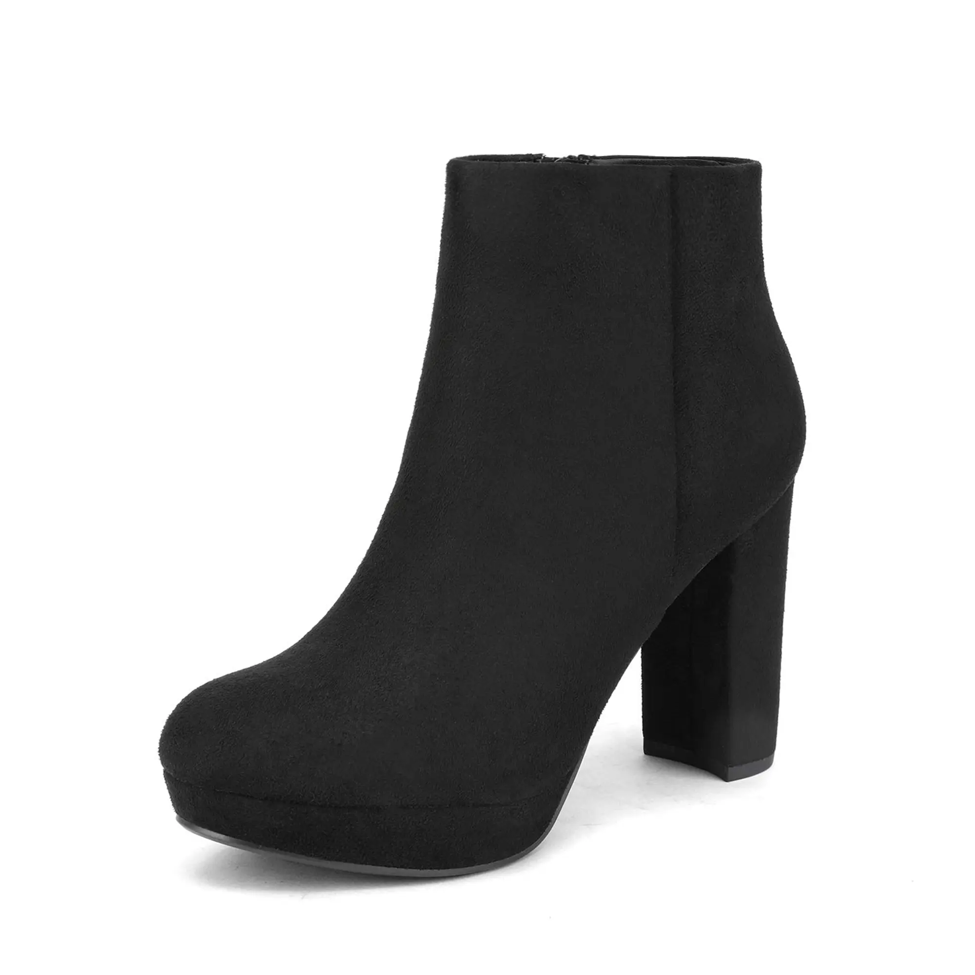 Dream Pairs Women's Elegant Lace-Up Ankle Boots, Classic PU Platform Footwear with 4-Inch High Heel and Side Zipper, Synthetic, Ankle Length, 4 In, Pu Upper