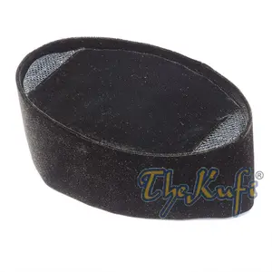 Solid Black Velveteen Peci Songkok Hats Kufi (10 cm Tall)