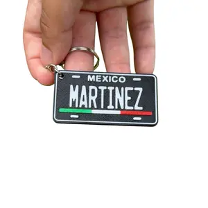 MARTINEZ Llavero de Plastico PLA Estilo Mini Placa Matricula de Mexico en 3D Llaveros Personalizados Keychain Mexican Mini License Plate Keychains 3D plastic PLA