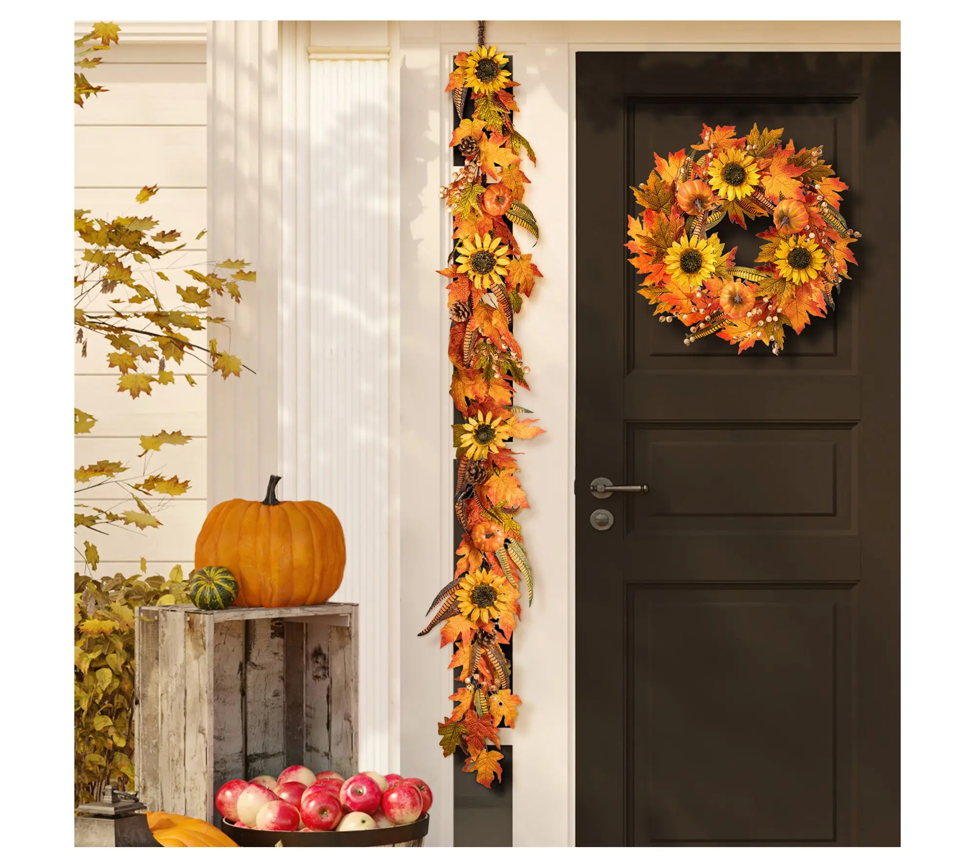 Glitzhome 6' Fall Maple Leaf and Sunflower Garland
