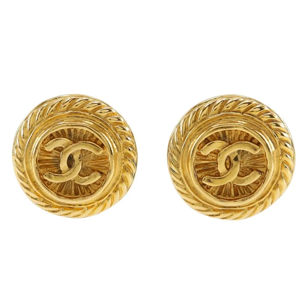 Pre-owned CHANEL Stainless Small Leather Goods Coco Mark Earrings
