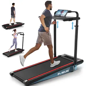 【New Year Special Offer】8-in-1 Under Desk Treadmill Walking Pad - Adjustable Height & Incline,  Foldable Home Treadmill with 3 Control Modes, 350lbs Capacity, No Assembly Required