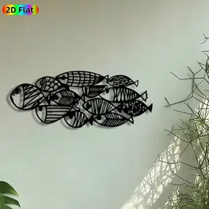 1pc School of Fish Metal Wall Art, Abstract Fish Statue Mural, Intricate Craftsmanship, Artistic Metalwork, Perfect for Housewarming, Easter Decor, Perfect for Living Room Patio Wall Kitchen Decor, Ideal Gift for Coastal Decor Enthusiasts.