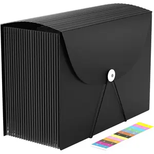 24 Pockets Expanding File Folder,Accordion File Organizer,Document Organizer Letter Size,Expandable Filing Box,Special Designed for Portable Use,Accordian Folders,Plastic (Black)