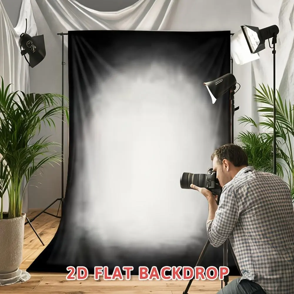 1PC Reusable 2D Flat Black and White Gradient Photography Backdrop Cloth for Digital Camera, Portable Easy-to-Install Home & Festive Party Supply, Size Studio Background,summerwins