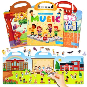 Reusable Sticker Book Set, 3 Counts/set Cartoon Sticker Book for Concentration Training, Brain Development, Removable Craft Stickers Party Favors Birthday Gifts for Boys and Girls