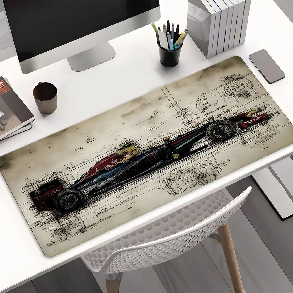 Racing Car Blueprint Mechanical Style Gaming Desk Mat, Mechanical Aesthetic mouse pad, Rubber Non-Slip Lock Edge Multi-Sized Pad, Desk Accessories, Office Desk Accessories, Suitable For Gaming, Work, Home, Ideal Mechanical Aesthetic Gift For Family