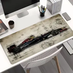Racing Car Blueprint Mechanical Style Gaming Desk Mat, Mechanical Aesthetic mouse pad, Rubber Non-Slip Lock Edge Multi-Sized Pad, Desk Accessories, Office Desk Accessories, Suitable For Gaming, Work, Home, Ideal Mechanical Aesthetic Gift For Family