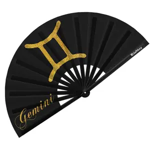 Gemini Rave Bamboo Folding Hand Fan / Clack Fan - Large - Zodiac Collection