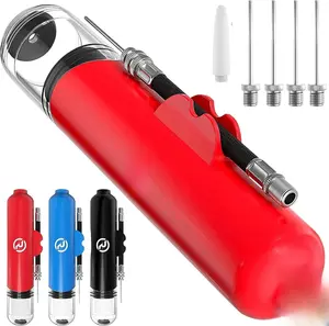 Ball Pump for Sports Balls - 5 Needles - Basketball Pump, Soccer Ball Pump - Air Pump for Balls, Volleyball, Football Accessories Equipment - Hand Pump for Inflatables - Never Lose Pin with Holder