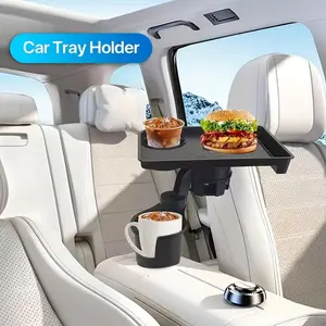 Multifunctional Car Dining Tray Cup Holder Organizer, Adjustable Console Storage Rack with Phone Slot and Snack Plate, Durable Material