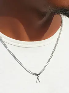Men's Letter Pendant Necklace, Initial Letter Necklace, Stainless Steel Jewelry for Party, Daily Clothing Decor, Trendy All-match & Exquisite Jewelry for Birthday Gift