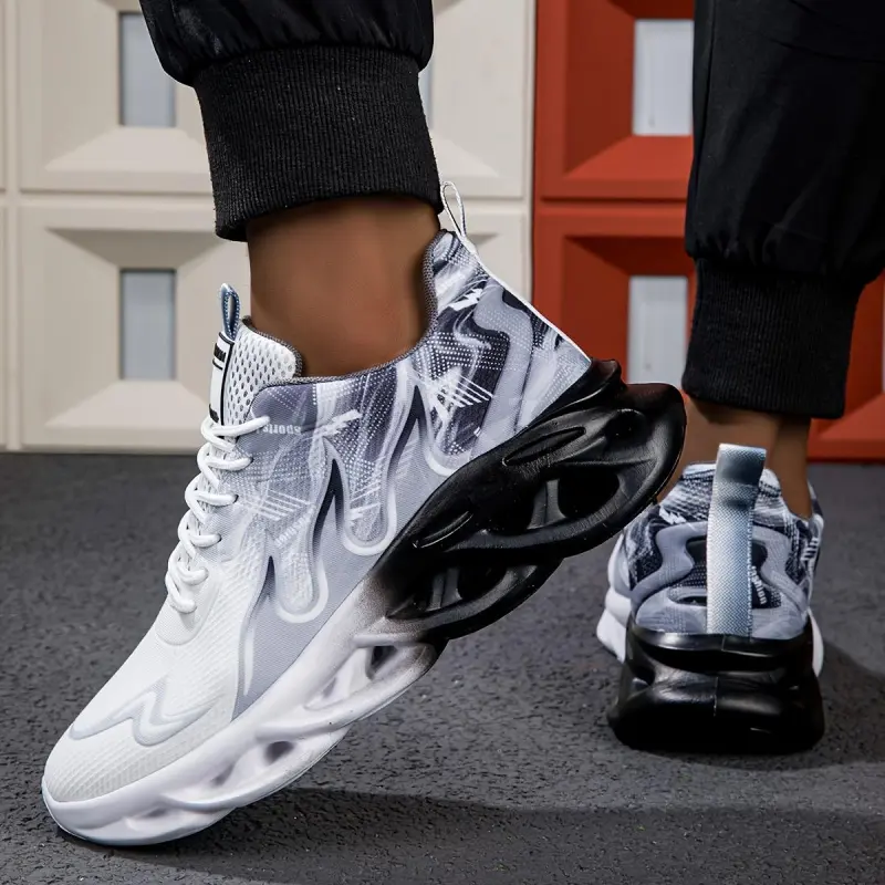2026 Unisex Gradient Color Running Shoes, Casual Style, Moire Pattern, Lace-up, Low Top, Cloth Upper and Lower, Eva Shoe Sole Insole, Suitable Daily Wear