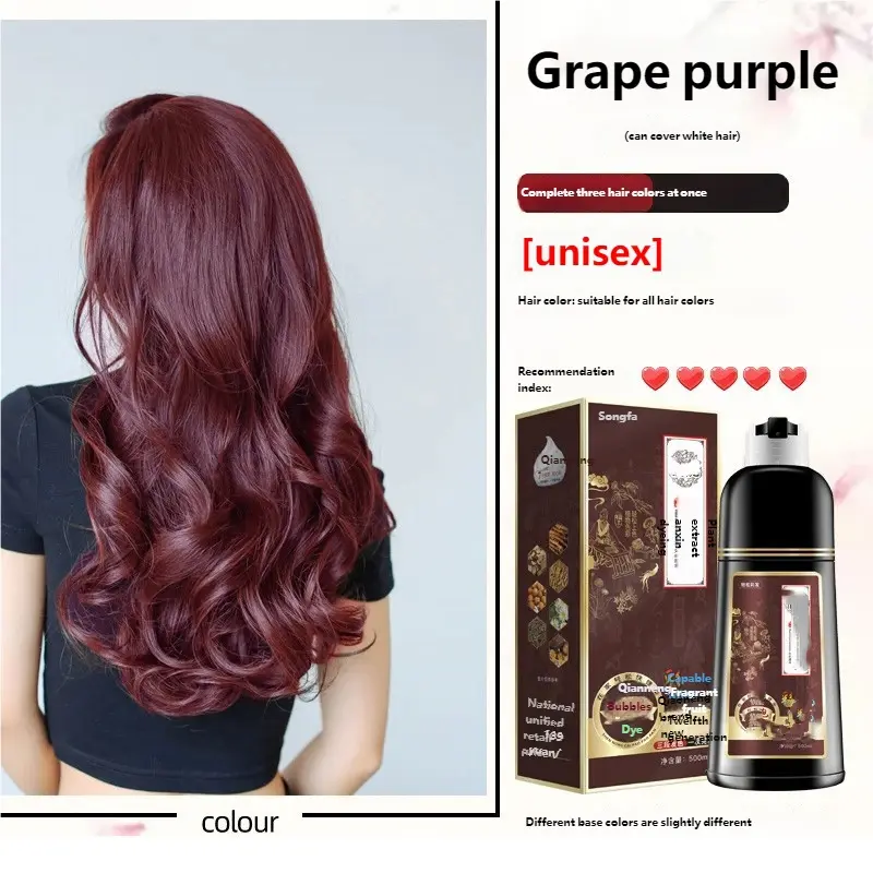Natural Plant-Based Hair Dye, 3-In-1 Formula for Hair, Quick-Drying, Fragrant Fruit Scent, 500ML, Suitable for All Hair Types, Natural Colorant Dye, Hair Products, Haircare