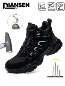 Steel Toe Shoes for men Lightweight Puncture Resistant Safety Footwear Work Shoes Safety Work High top sneakers Rotary Buckle Comfortable for Construction Warehouse Jobs High quality texture New Fashion all-season outdoor