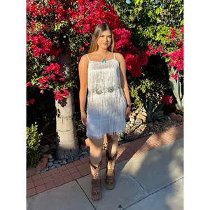 Quebradita Fringe Dress (White)