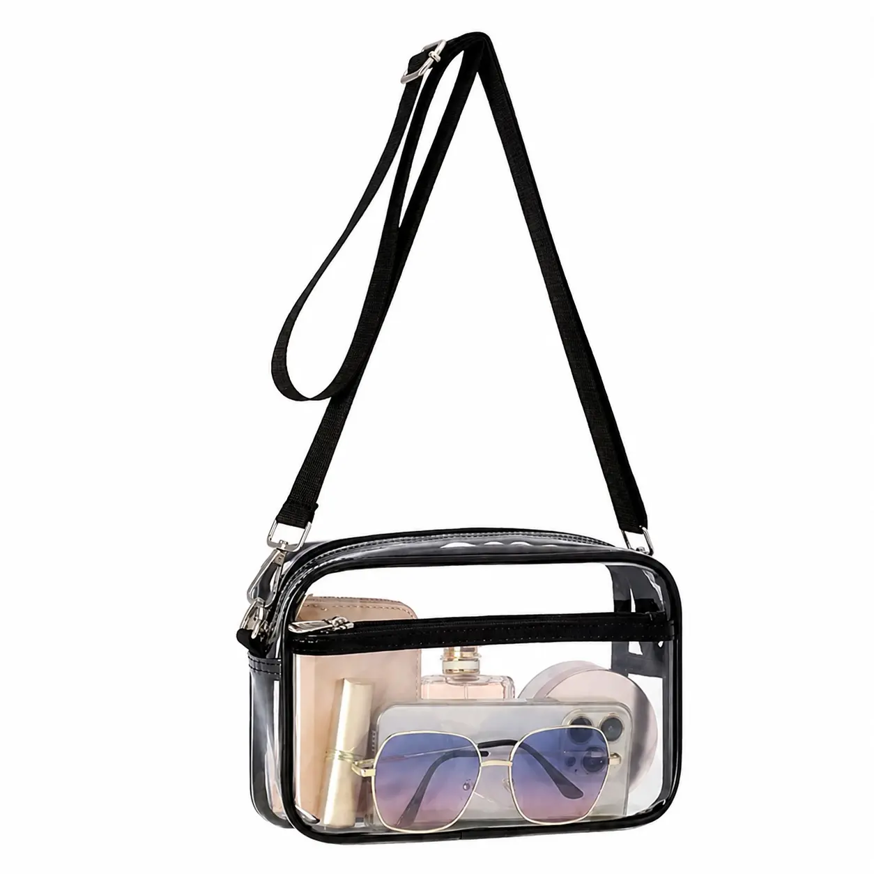 Women's Clear Crossbody Bag - Stadium Approved, Adjustable Strap, Lightweight Organized Transparent Purse for Sports Games, Concerts