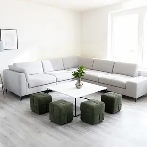 Ottoman Foot Rest Soft and Comfortable Ottoman Square Corduroy Woven Design Sofa Stool(Grey)