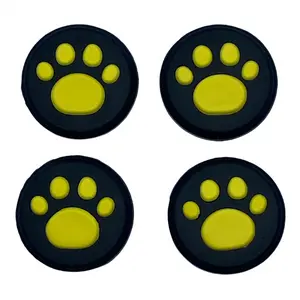 JenDore Yellow & Black 4Pcs Paw Silicone Thumb Grip Caps for Nintendo Switch