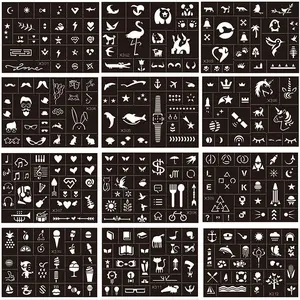 296pcs Temporary Tattoo Stencils for Kids, 12 Sheets Face and Body Paint Stencils Kit Girls Boys Glitter Tattoo Stencil for Kids Airbrush Templates School Show Birthdays Body Art Paint