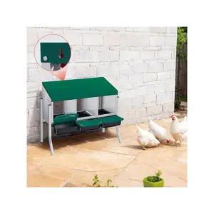3 Hole Roll Away Chicken Nesting Box - Heavy Duty Metal Laying Box, Easy Egg Collection & Cleaning With Removable Tray For Poultry Coop, Backyard, Farm, With Bracket Legs