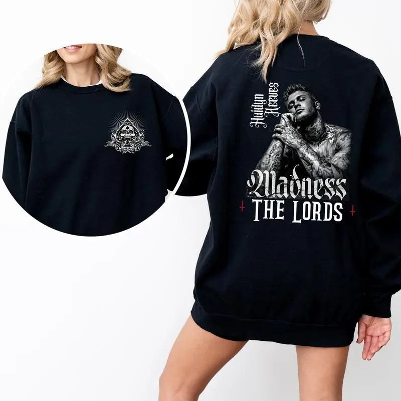 Men's 100% Cotton Oversize Round Neck Short-Sleeve Tee - Unisex Vintage LORDS Series Graphic Print, Bow Back, Contrast Lace, Foldable Light Baggy Loose Fit, Shantel Tessier Barrington University Merch Casual All-Season Clothes, Tshirt, Classic, Streetwear