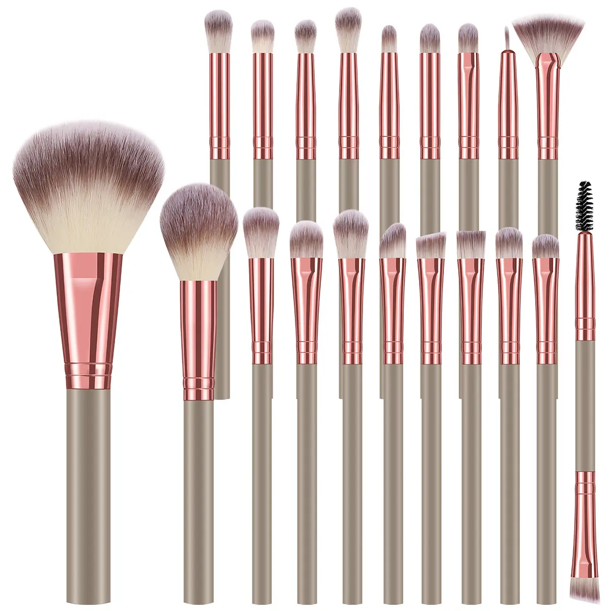 20Pcs Makeup Brush Set,   Large Powder Blush Contour Foundation Concealer Eyeshadow Blending Fan Highlight Eyebrow Spoolie Detail Brushes, Full Face Eye Professional Makeup Tools for Beginners Daily Travel Makeup Gift for Women Teen Girls