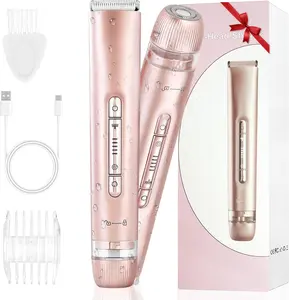 2-in-1, Bikini Trimmer, Body Hair Trimmer for Women, DualHead, Electric Shaver, IPX7 Waterproof, Wet & Dry Razor,Gentle Pubic Hair Removal, Facial Hair Remover, Underarm,Leg. Arm, Body Face