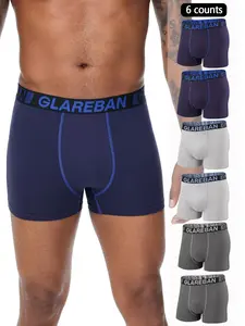 6pieces Pack Young Men Boxer Shorts Fashion Style Plain Underwear Male Brand Boxer And Underpants For Homme Set Slip Panties