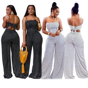 Women's Jumpsuits Overalls High Waist Dot Wide Leg Pants Fashionable 2025 Ladies Summer Clothing - Womenswear, Rompers
